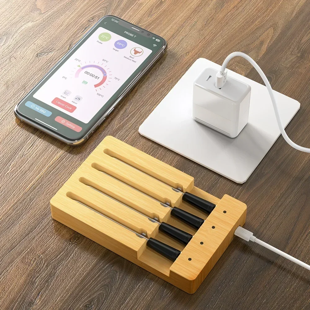 4Probe WiFi Wireless Bluetooth Smart Meat Food Thermometer