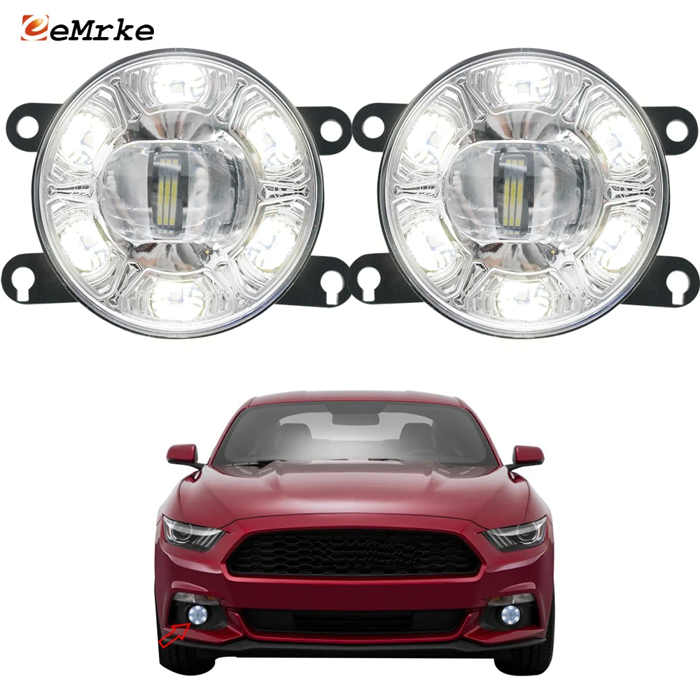 

Pair Led Fog Lights Assembly for Ford Mustang VI S550 2015 2016 2017 Car PTF with Lens White DRL Front Daytime Running Fog Lamp