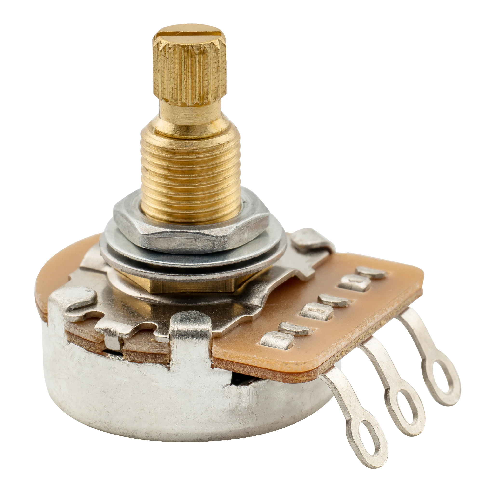 Musiclily Pro HD A250K/B250K/A500K/B500K/A25K/A1M Vollmessing Metrisch Grob 18-Spline Geteilter Schaft Potentiometer – Detail 11