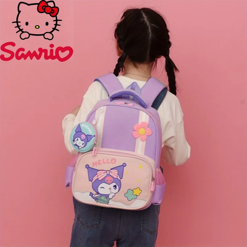  Kuromi Backpack for Women Cute Cartoon Print Pink Purple Durable Oxford Fabric Washable Casual Daypack Smooth Texture