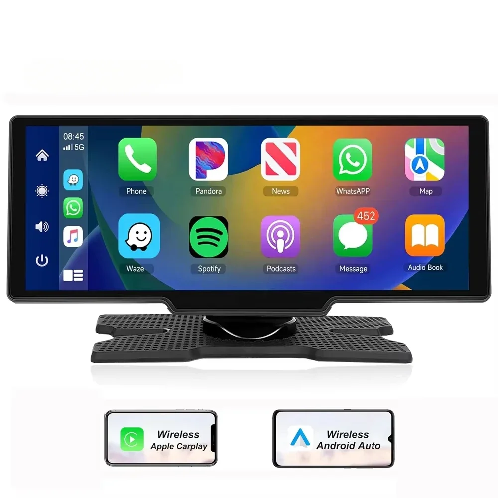 (US/EU/UK/AU Stock) Podofo Wireless CarPlay Portable Car Radio 10.26