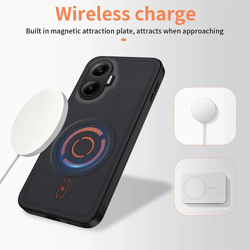 Business ShockProof Fabric Texture Magnetic Case For Xiaomi Poco F7 Ultra Pro Poco F6 Pro For Magsafe Back Cover Capa Coque - view 5