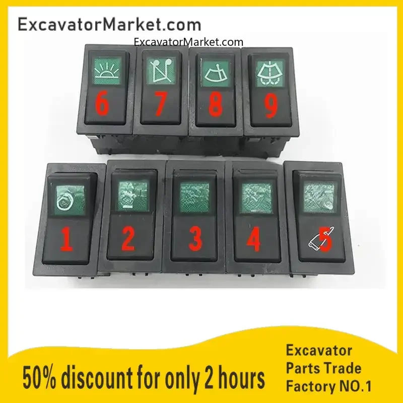 

Vol-vo Lingong Ec140 210b 240b 360 Wiper Headlight Switch Button Button Accessories High Quality Excavator Accessories