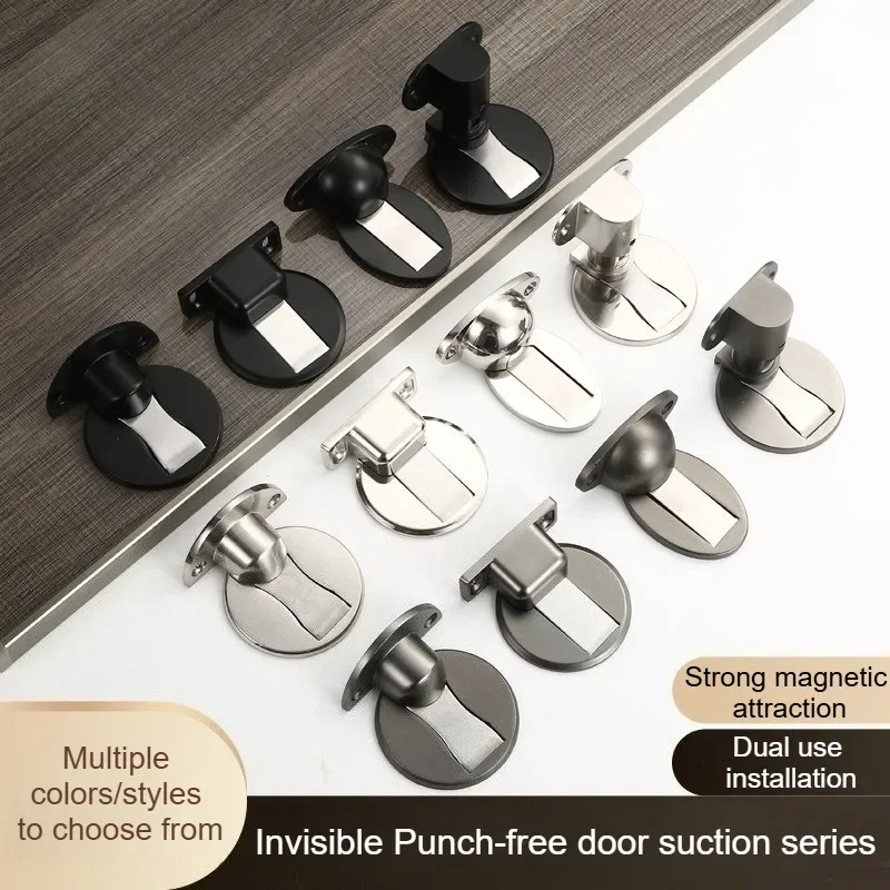 

Perforation-Free Zinc Alloy Adjustable Height Door Stop Strong Magnetic Crash Proof Door Stop Lnvisible Bathroom Floor Door Stop