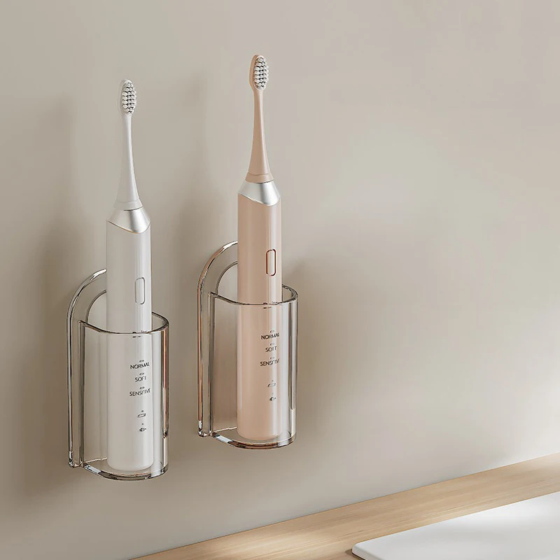 Toothbrush Holder Transparent Plastic Wall Mounted Electric Toothbrush Storage Rack for Convenient Charging in the Bathroom