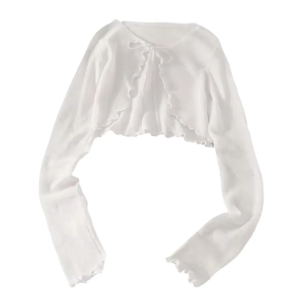 2025 Effen Gebreid Vest Vrouwen Zomer Dunne Zonnebrandcrème Lace-Up Truien Tops Vrouwelijke Koreaanse Stijl Lantaarn Mouw Korte Jas