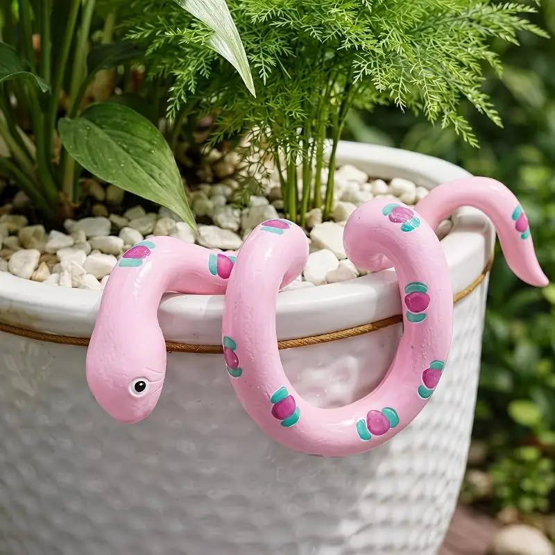 Resin Snake Plant Pot Hugger, Hand-Painted Snake Figurine For Indoor Outdoor Flower Pot Edge, Colorful Pot Hanger Ornament