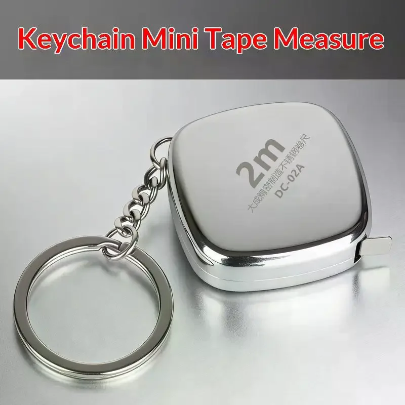 1PCS Mini 2m Small Tape Measure Keychain, Stainless Steel Retractable Key Ring Tape Measure Precision Pocket Tape Measure