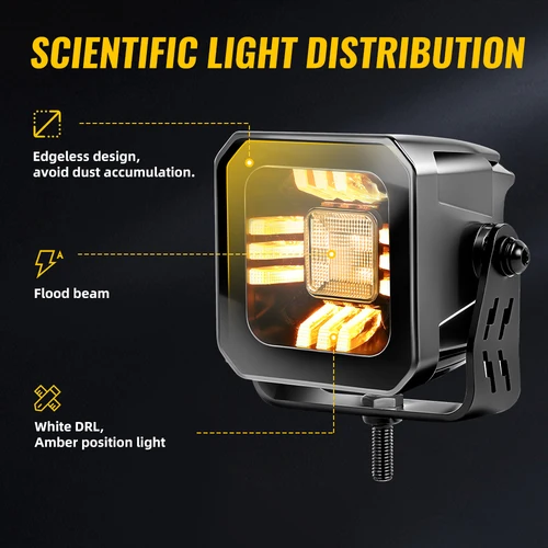 Imagen 2 del producto CO LIGHT 3 pulgadas LED Pod luces de trabajo Spot Flood Combo DRL 3500K LED conducción antiniebla 4x4 todoterreno 50000LM para camión barco ATV UTV Jeep