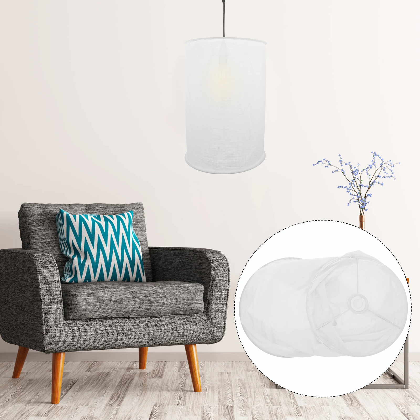 

Folded Fabric Lampshade 34cm White E27 Pendant Light Cover Hanging Lamp Shades Ceiling Lighting Accessories Cloth Lampshade