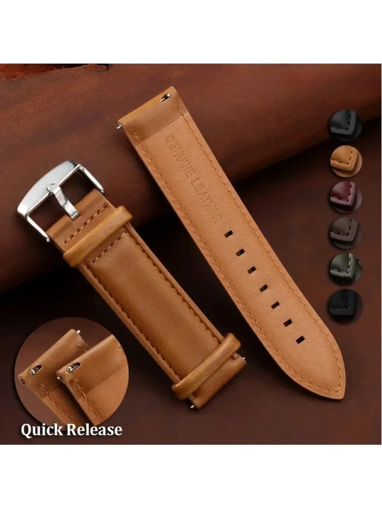 Handgefertigtes Uhrenarmband aus hellem Leder, 18 mm, 20 mm, 22 mm, 24 mm, Schnellverschluss, Herren- und Damen-Uhrenarmbänder, weiches Armband in Schwarz, Grün, Rot, Braun