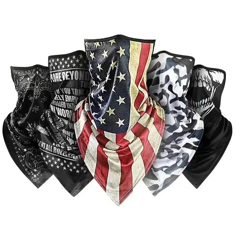 Ice Silk Neck Gaiter Anti UV Quick Dry Printed Triangle Scarf Cycling Outdoor Sun Protection Mask