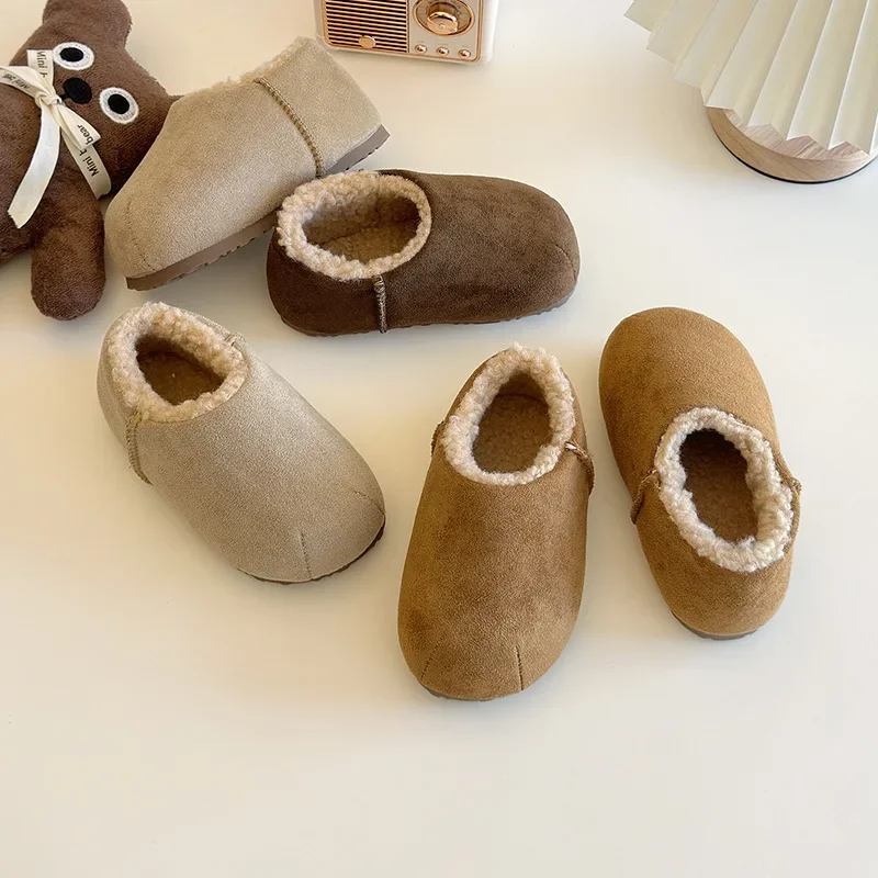 

Детская повседневная хлопковая обувь для девочек и мальчиков, зима 2021, новая модная нескользящая универсальная теплая обувь в корейском стиле с мягкой подошвой