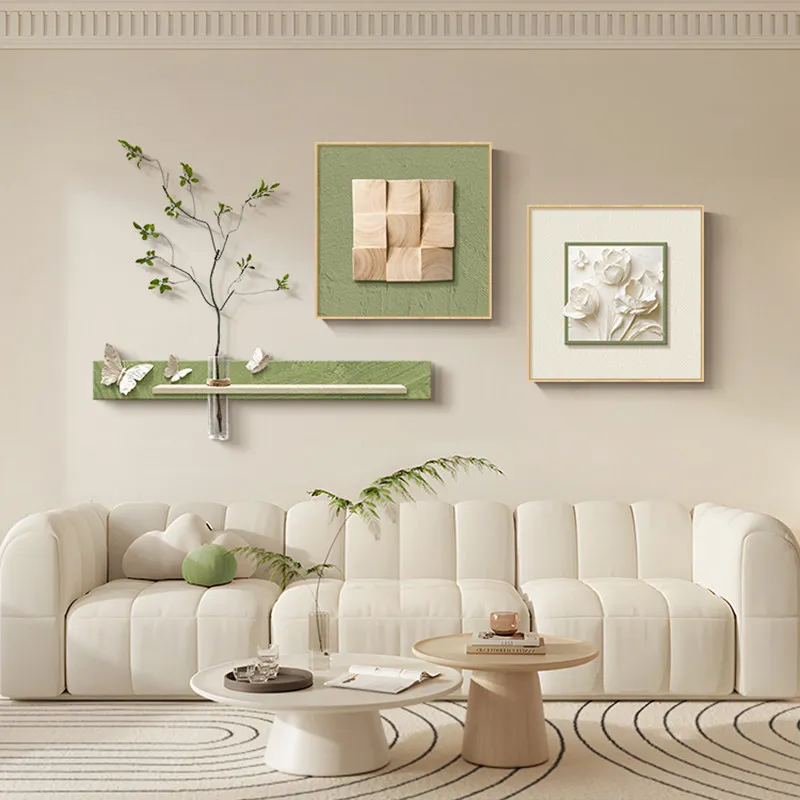 Whipped Cream Wind Living Room Decorative Painting Three-dimensional Sandstone Painting Sofa Background Wall Hanging Painting Di