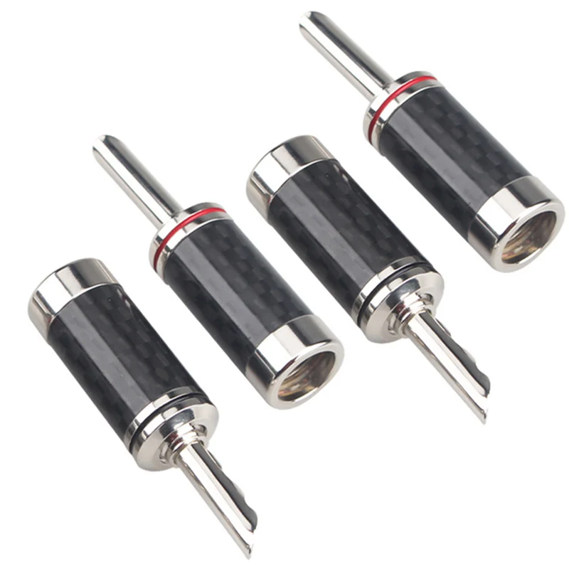 4 pcs HIFI BA1406 BFA Rhodium plated banana plug Carbon fiber audio speaker cable banana connector