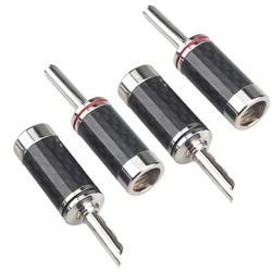 4 pcs HIFI BA1406 BFA Rhodium plated banana plug Carbon fiber audio speaker cable banana connector