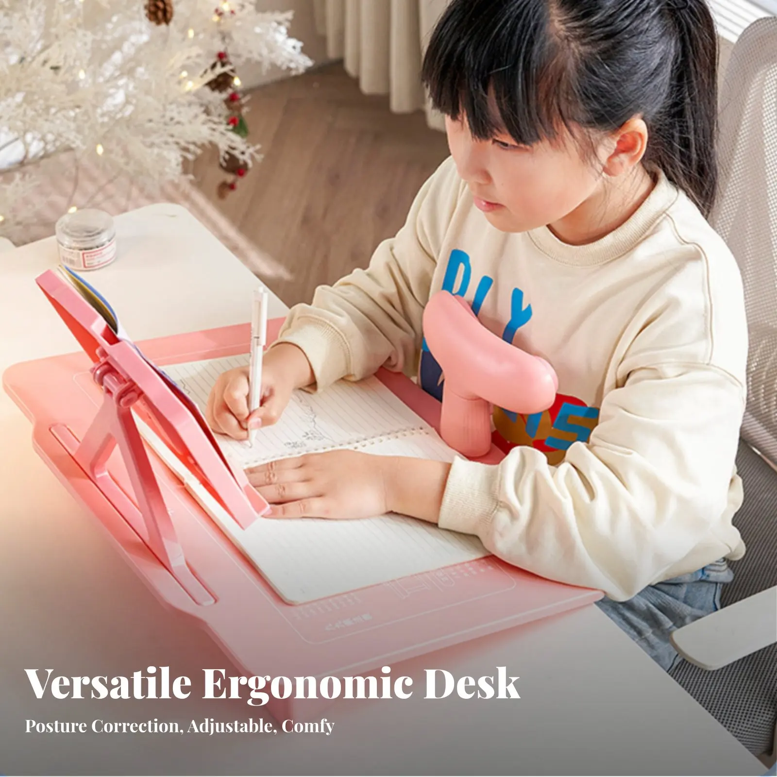Children's Adjustable 12° Book Stand, Prevents Myopia, Elbow Support, Desktop Use