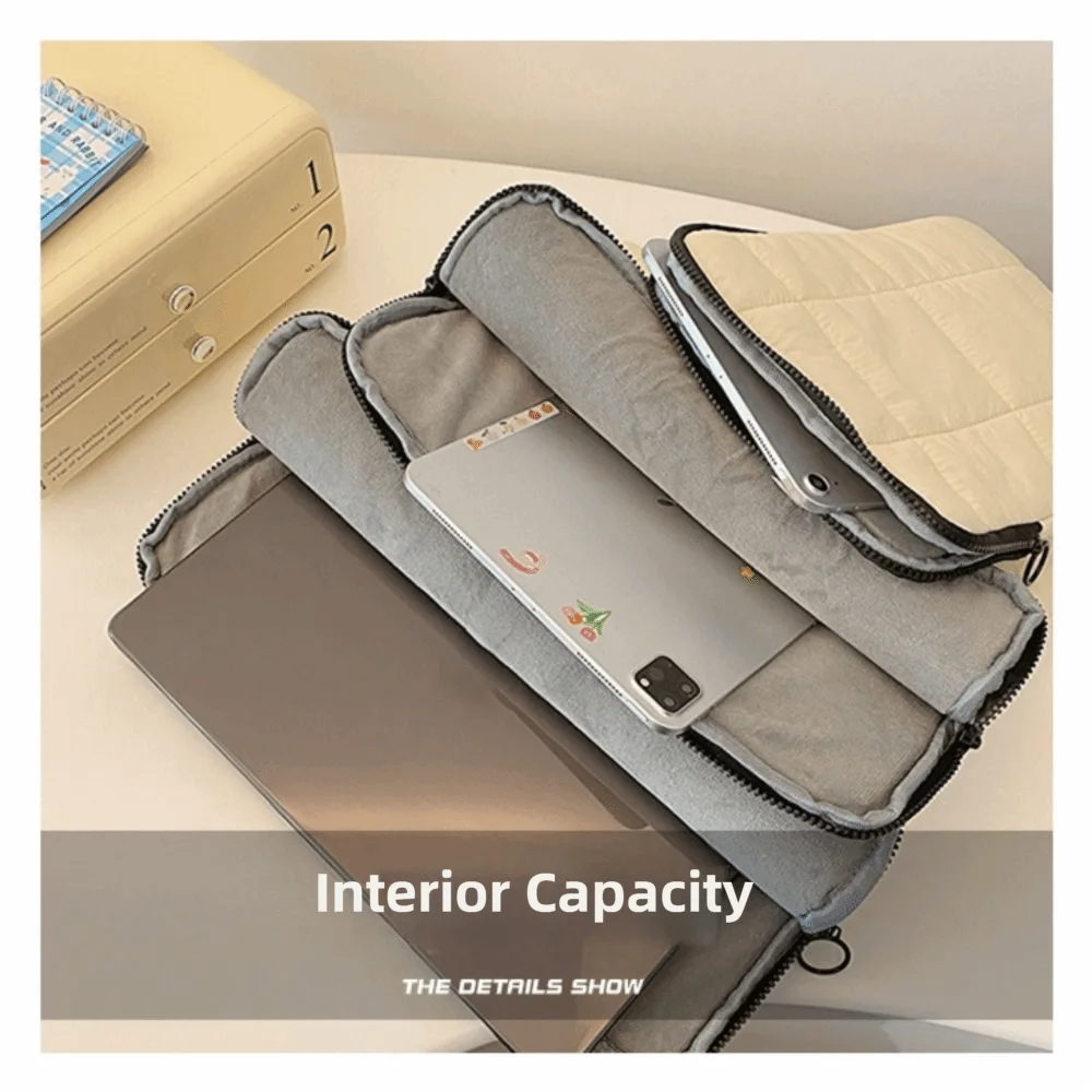 9-16 Inch Pillow Laptop Sleeve Shockproof Quilted Puffer Notebook Storage Bag Water Resistant Large Capacity Carrying Case