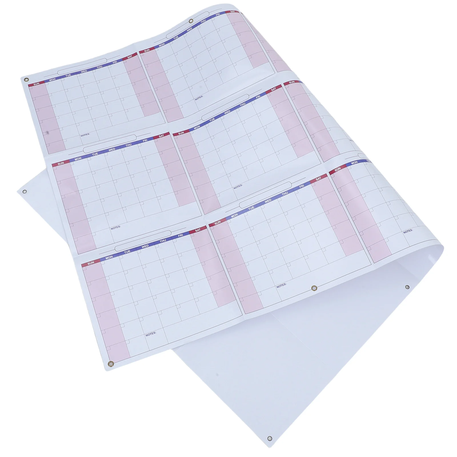 1Set Large Dry Erase Wall Calendar Hanging Undated 12-Month Laminated Reusable Annual Planner for Office