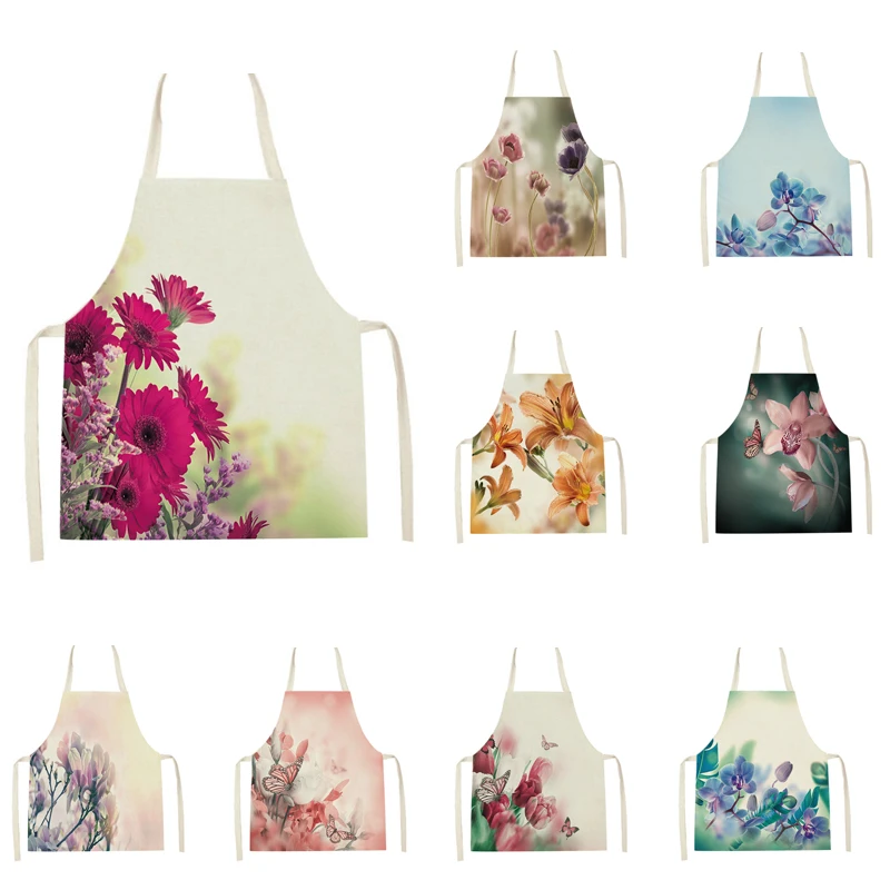 Nordic Style Flower Aprons Home Kitchen Cooking Aprons for Women Baking Accessories Apron Household Item Delantal