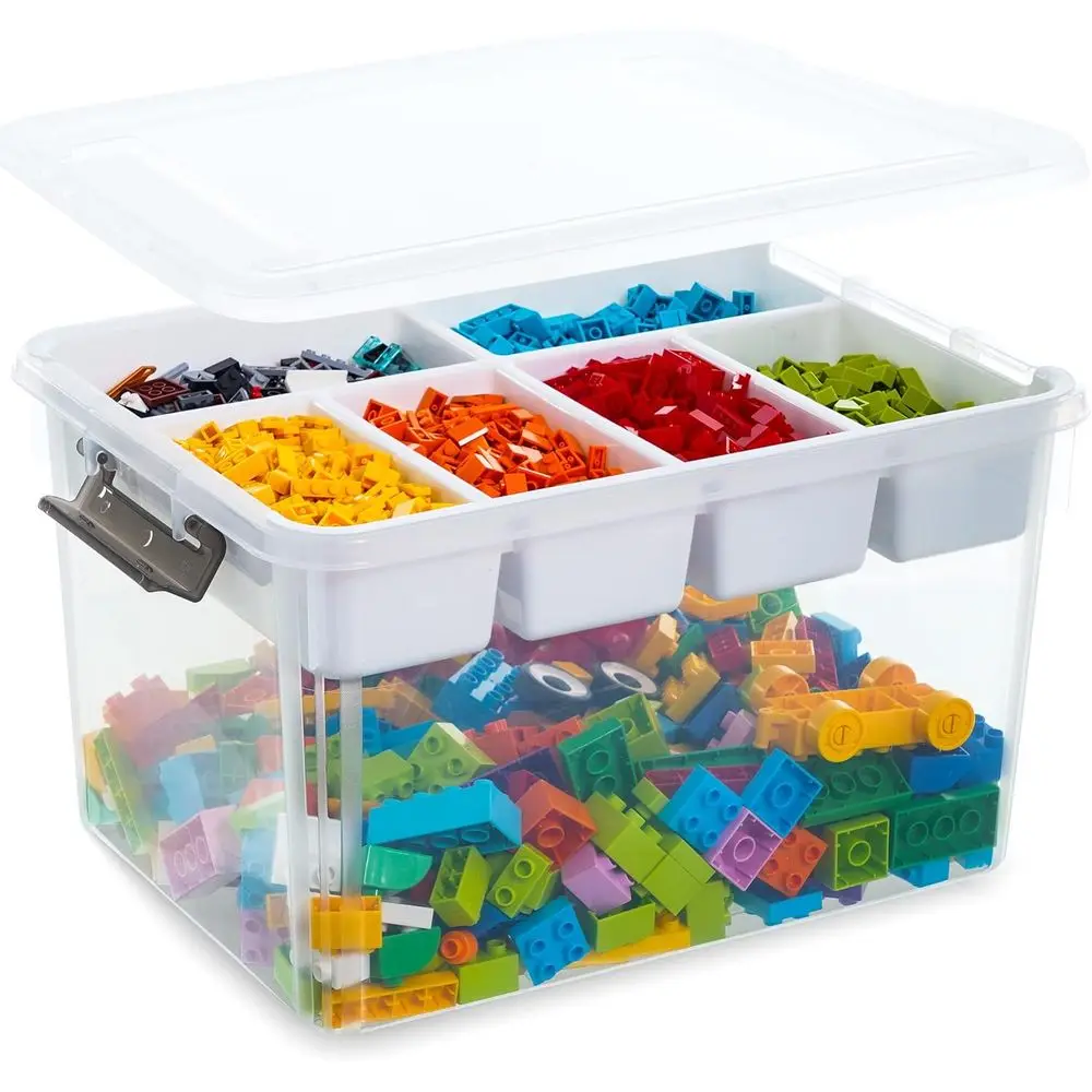 32 QT Plastic Storage Box with Removable Tray Crat Organizers and Storage Clear Storage Container or Organizing Bead, Tool, Sewi