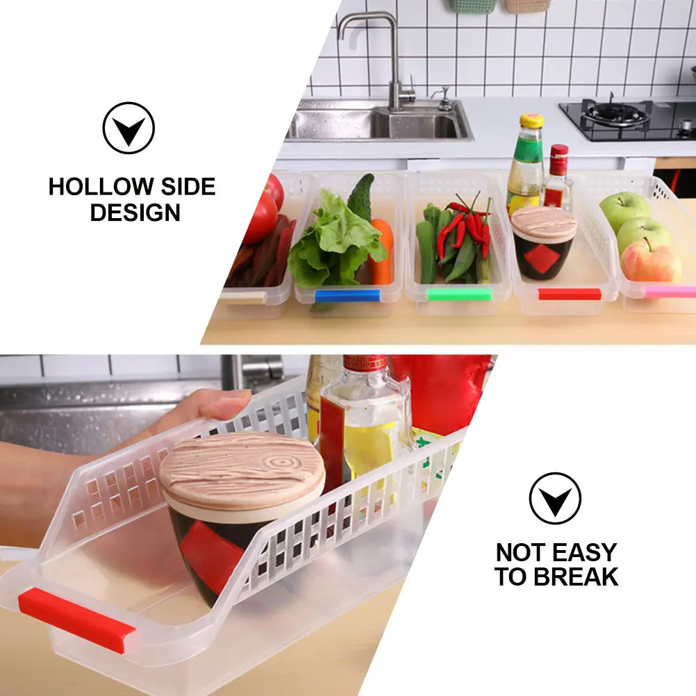 4Pcs Drawer Style Kitchen Storage Basket High Grade Plastic Ventilated Sundry Organizer for Fruits Vegetables Seasonings Drinks