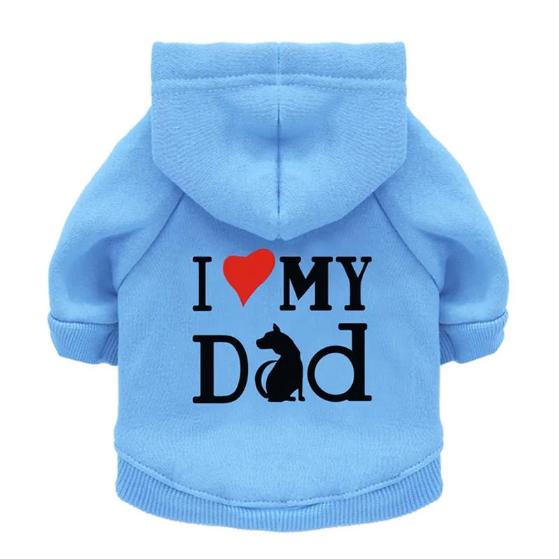 Winter Dog Clothes I Love My Dad Dog Coat Fleece Warm Puppy Jacket Pet Hoodies For Chihuahua Yorkie French Bulldog Pet Clothing