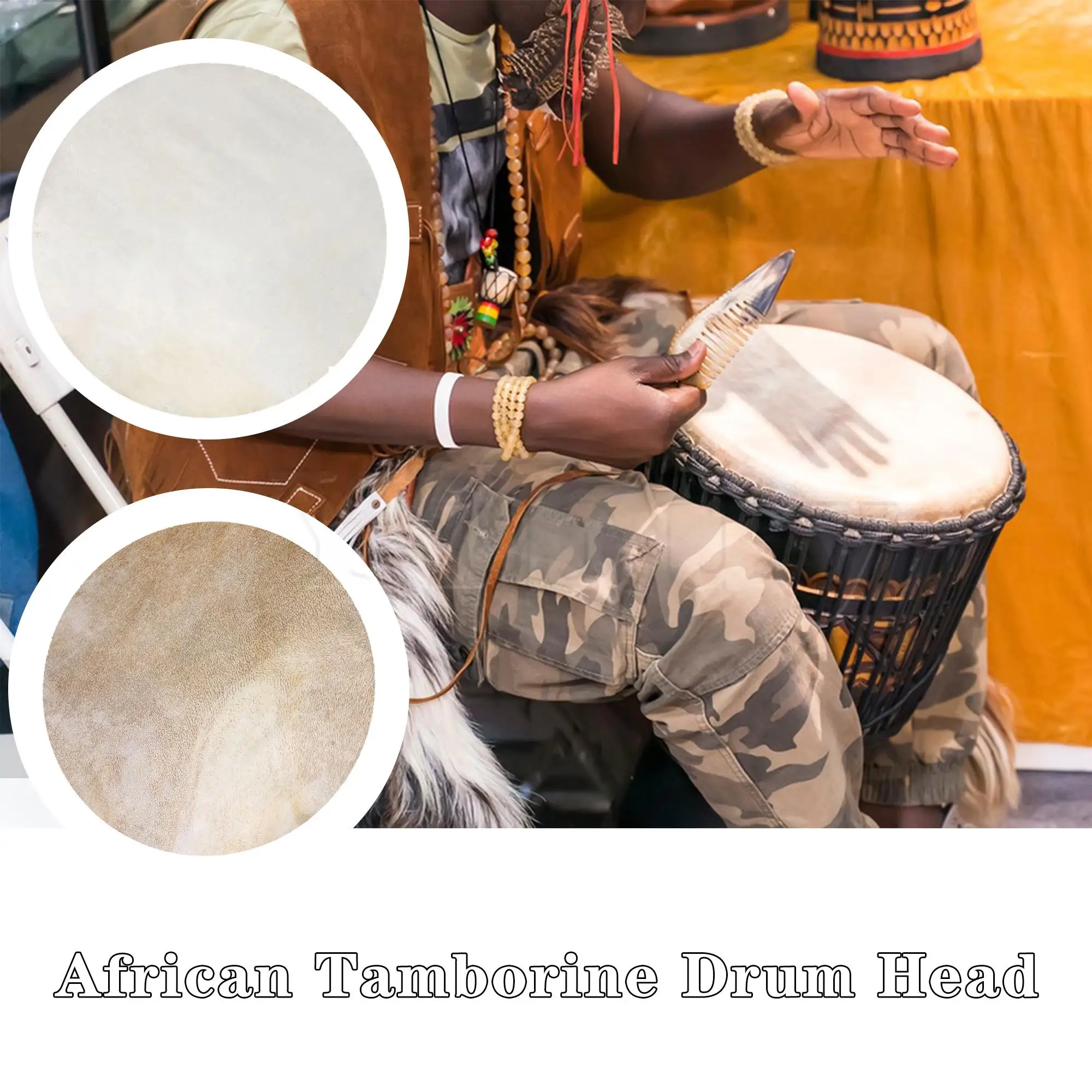 Yibuy 2Pcs African Tambourine Drum Head Cover 12\