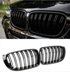 Front Kidney Double Line Grille Grill Replacement For BMW X3 X4 F25 F26 2014-2017 Racing Grills Grilles Gloss Black Accessories