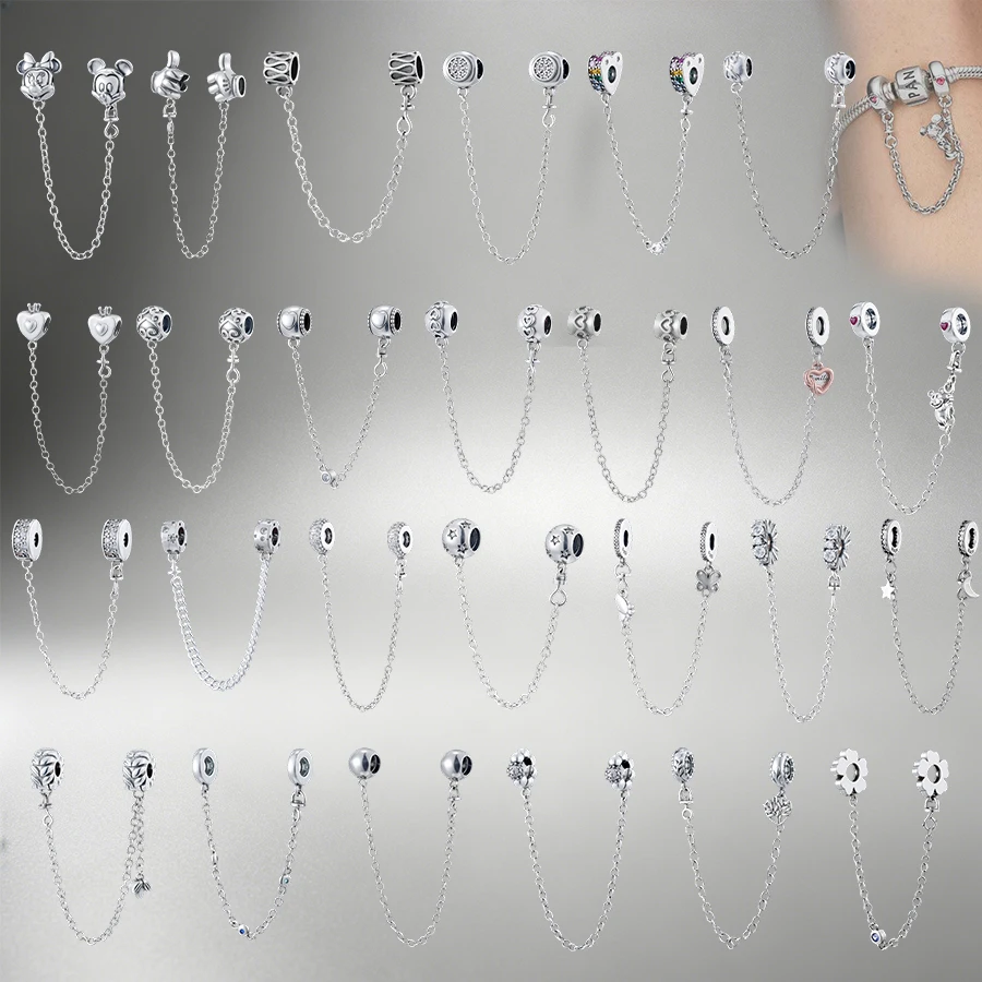 Bestseller 925 Silber Sicherheitskette Charm, Für Original Europäische Armbänder, DIY Schmuckzubehör, Schlangenkette Kompatible Sicherheitsperlen