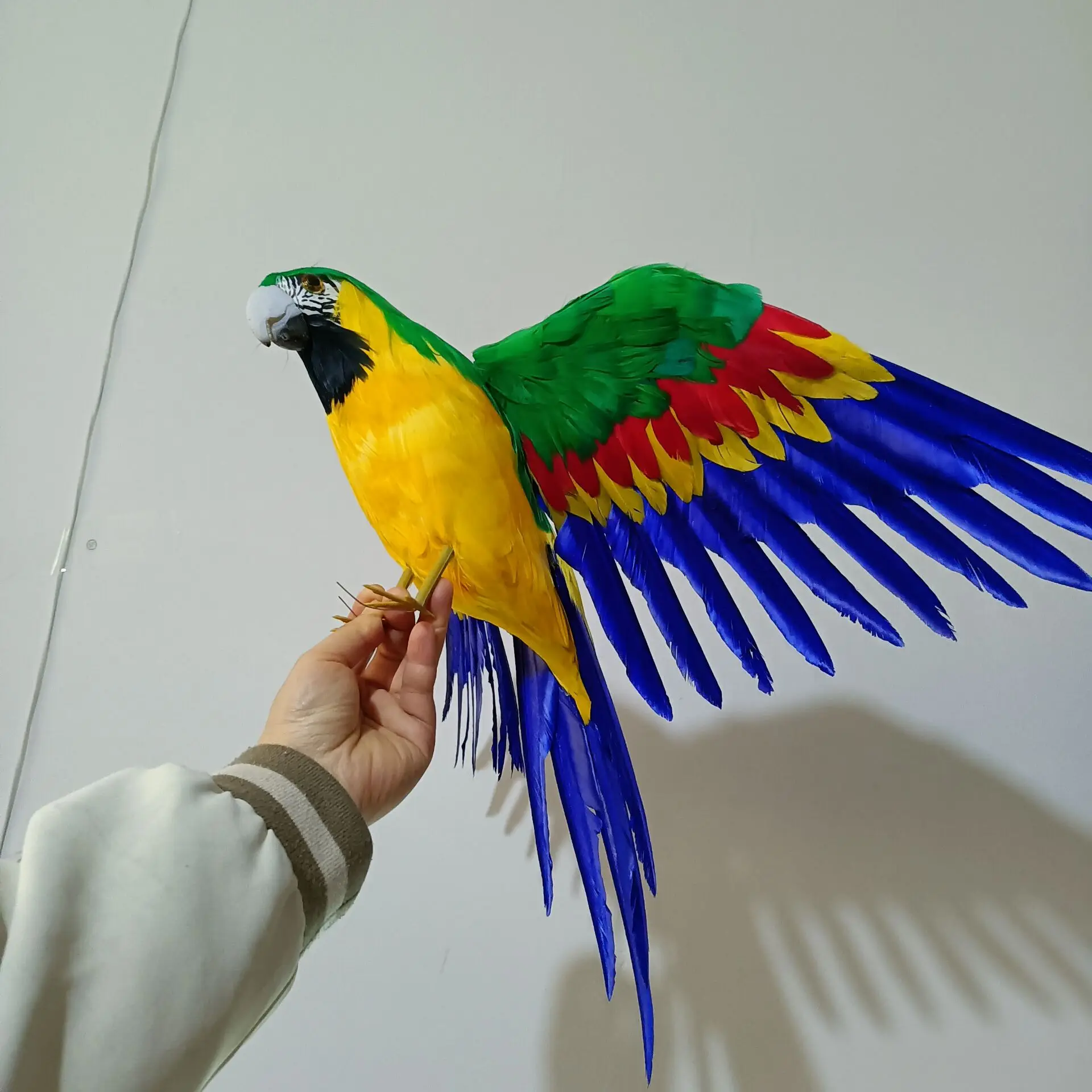 

big simulation green&yellow parrot model foam&furs wings parrot bird model gift about 40x60cm d0501