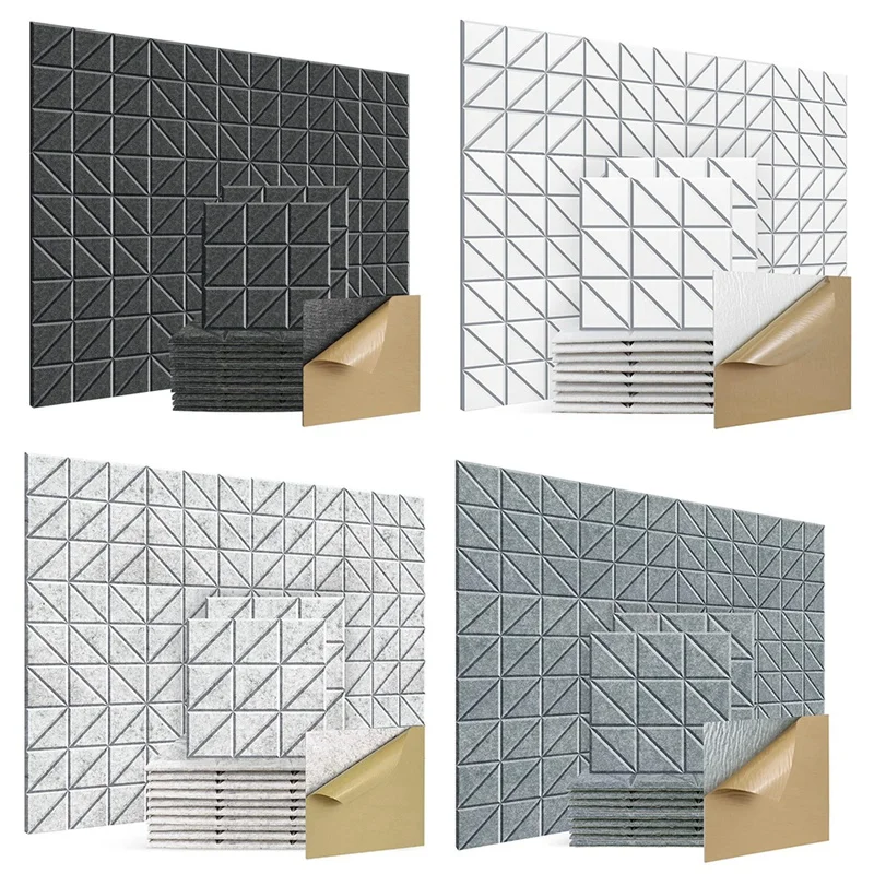 

Self-Adhesive Acoustic Panels, 12Pcs 12X12X0.4Inch Sound Absorbing Panels, Decorative Soundproof Wall Panels