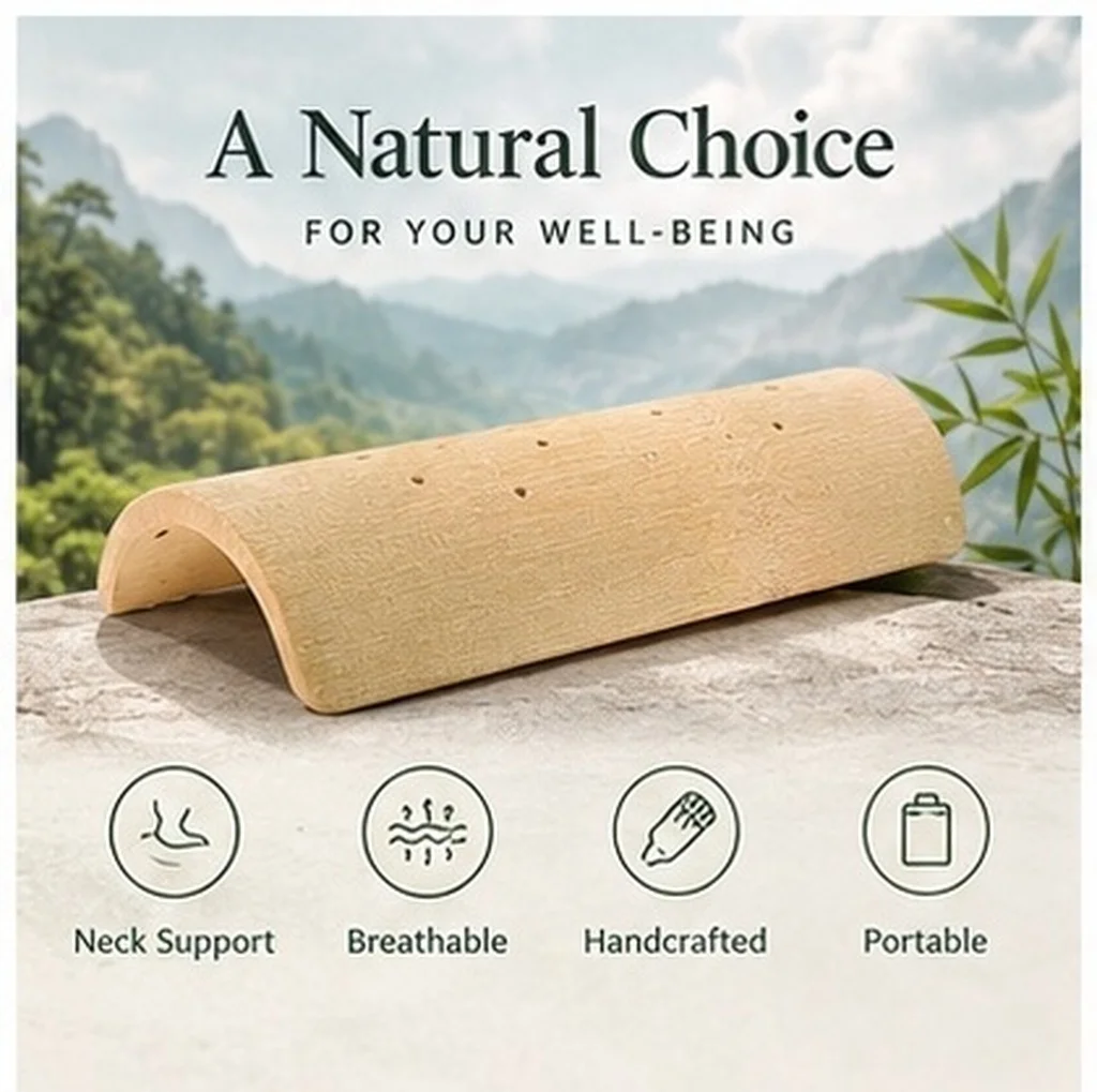 Handmade Bamboo Cervical Support Pillow Breathable Neck Pillow Cooling Traditional Chinese Spa