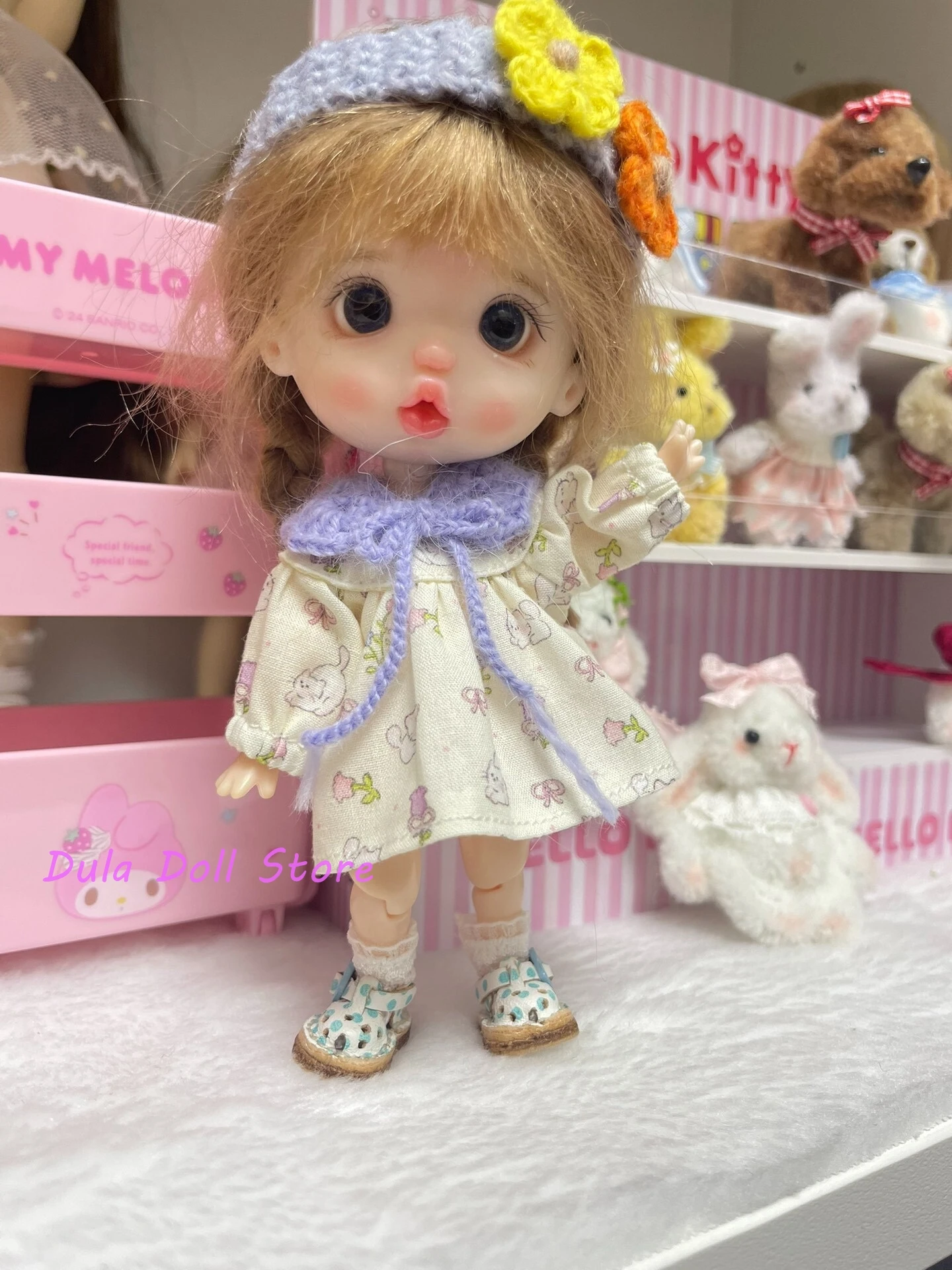 

S Dula Doll Clothes knitted false collar floral headband set for ob11 GSC doll