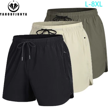 Sommer Männer im Freien Sport Jogger Fitness schnell trocknen Shorts Männer Eis Seide elastische Taille atmungsaktiv gerade lose kurze männliche 8xl