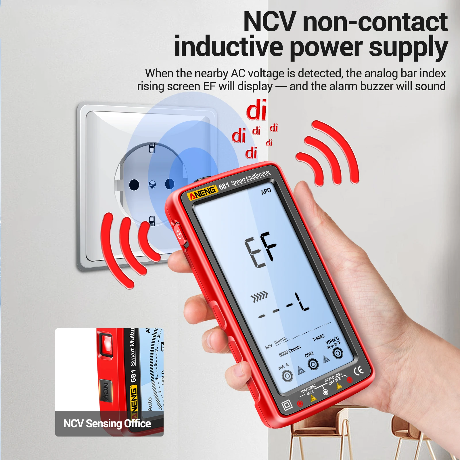 ANENG 681 682 683 6000 Counts Digital Multimeter Smart Anti-burn Rechargeable Meter NCV Tester 5-inch LCD Backlit Flashlight