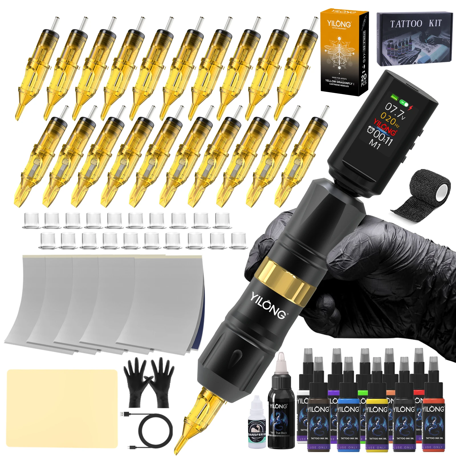 

YILONG professional wireless tattoo machine inks kit complete permanent makeup machines for body artist