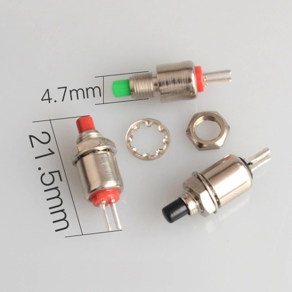 5PCS DS-402 Small Circular Button Switch 2 Pin Normally Open Jog Reset Button 5MM Installation Hole Lock-free Button Switch
