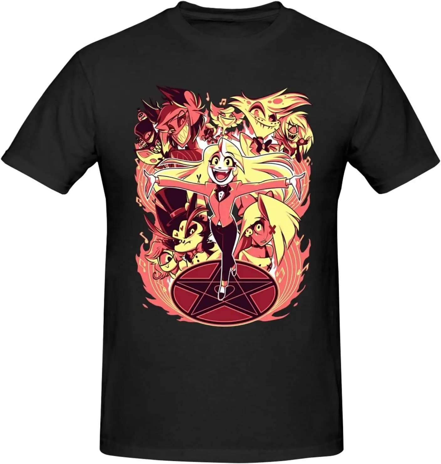 

Hazbin Anime Hotel Shirt Men's Personalised Short Sleeve T Shirt Fashion Graphic Tees Cool Casual Tops Black