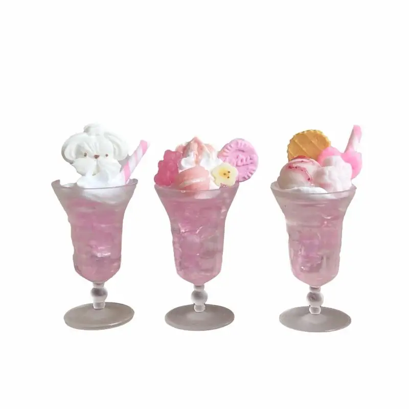 1 pieza de casa de muñecas en miniatura, comida, taza de helado rosa, modelo de bebida, juguete para muñeca, accesorios, decoración para casa de muñecas, regalo para niños