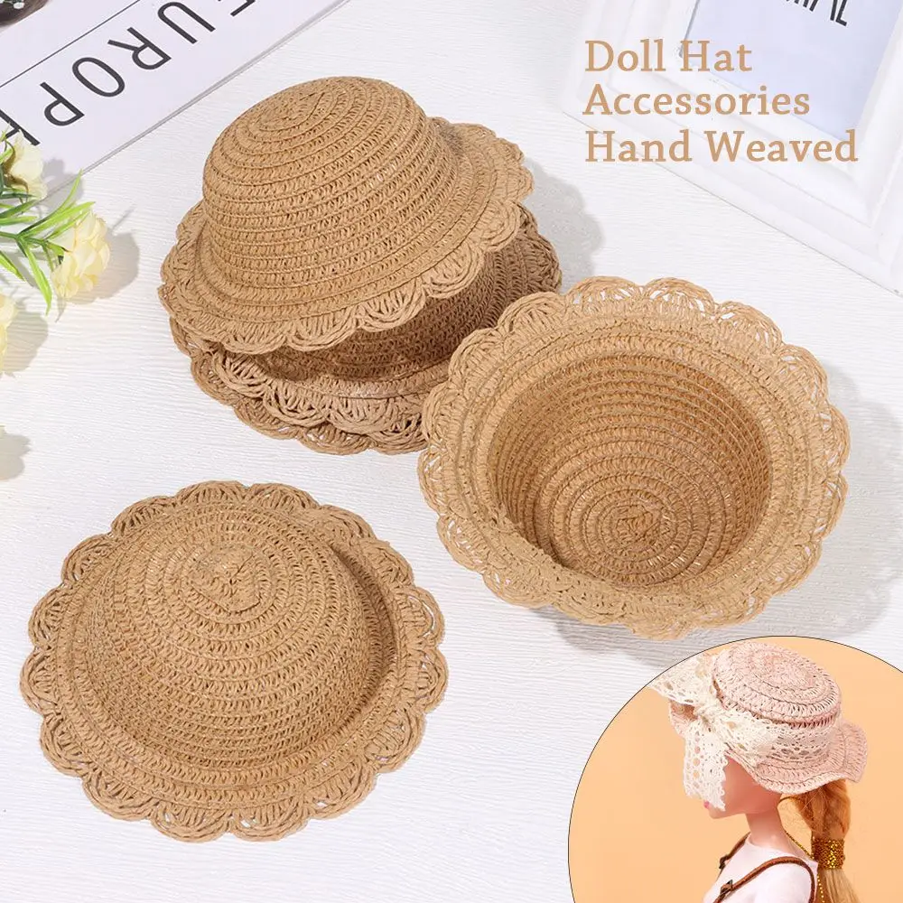 5 Sizes Mini Hand Weaved Hats for 1/81/61/41/3 Doll Mini Hand Weaved Hats Doll Hat Accessories Straw Hat Doll House Accessories