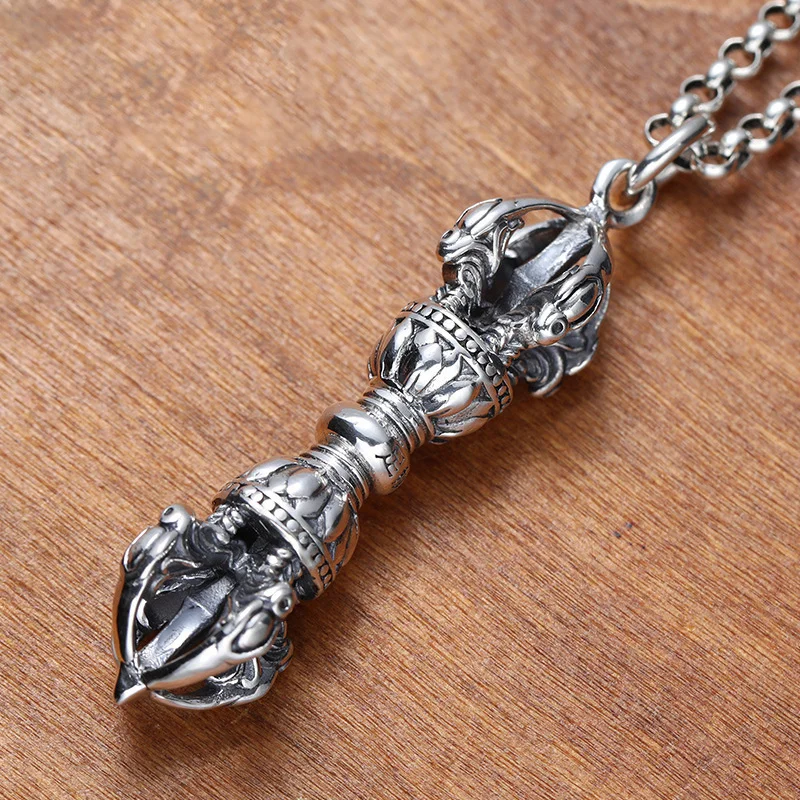 

Благословение Ваджра пестик кулон для мужчин ювелирные изделия в этническом стиле рельефный амулет лотоса ожерелье женские колье аксессуары