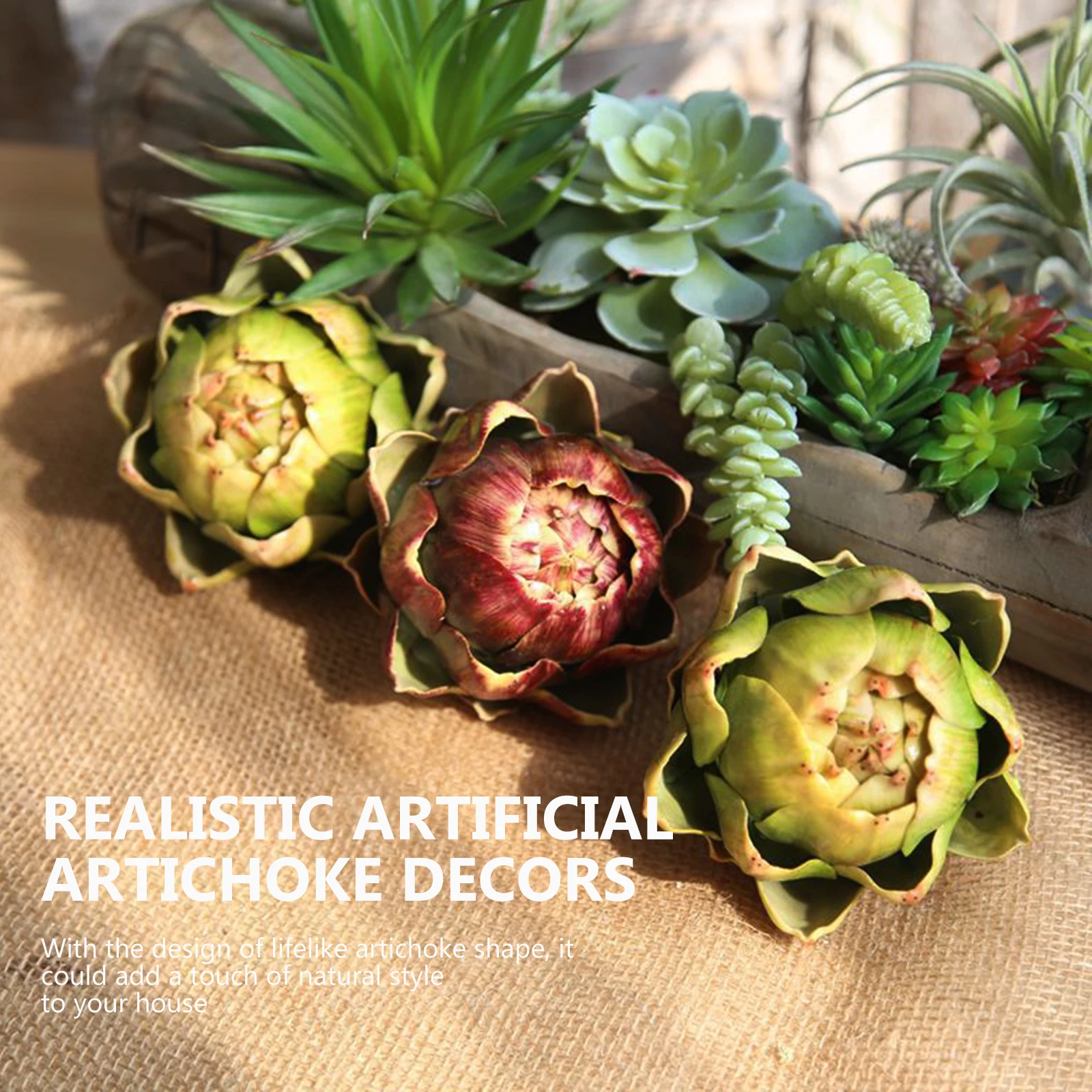 

2 Pcs Artificial Artichoke Flower Realistic Fruit Decor Faux Vegetable Simulation Artichoke Green Purple Home Kitchen Office