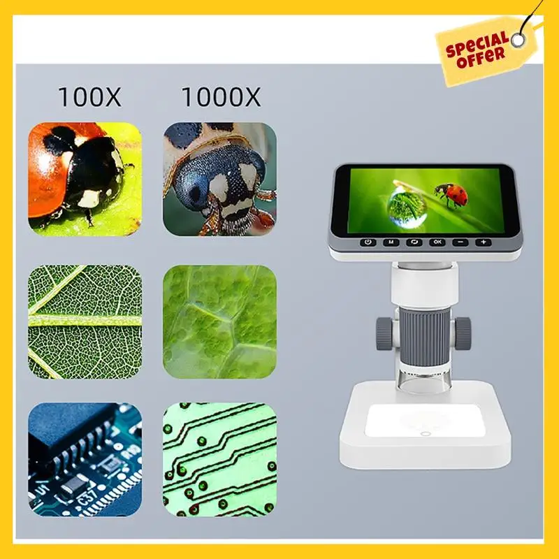 مجهر ABDE-Electron بشاشة 4.5 بوصة IPS محمول عالي الدقة لإصلاح الهاتف المحمول تركيز يدوي 1080P تكبير 1000X