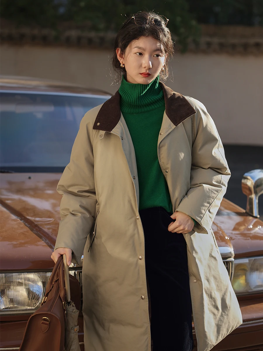 

Утепленная женская зимняя куртка Solighter с 90% белым пухом, ветрозащитная, в стиле ретро, с цветными вставками и воротником, новая модная модель