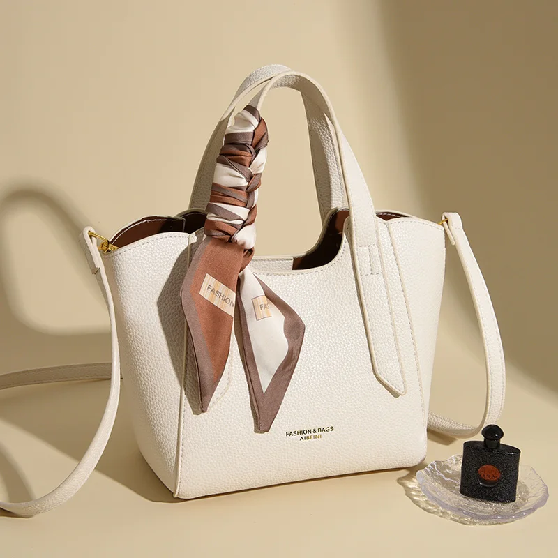 

Новая модная однотонная кожаная маленькая сумка-тоут, шелковый шарф, дизайнерская сумка, роскошная брендовая женская дорожная сумка на плечо