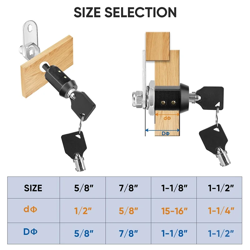 Cerradura de gabinete con llave, cerradura de leva Tubular resistente de 5/8 pulgadas para cerradura de almacenamiento de compartimento RV, juego completo de cerraduras de leva RV