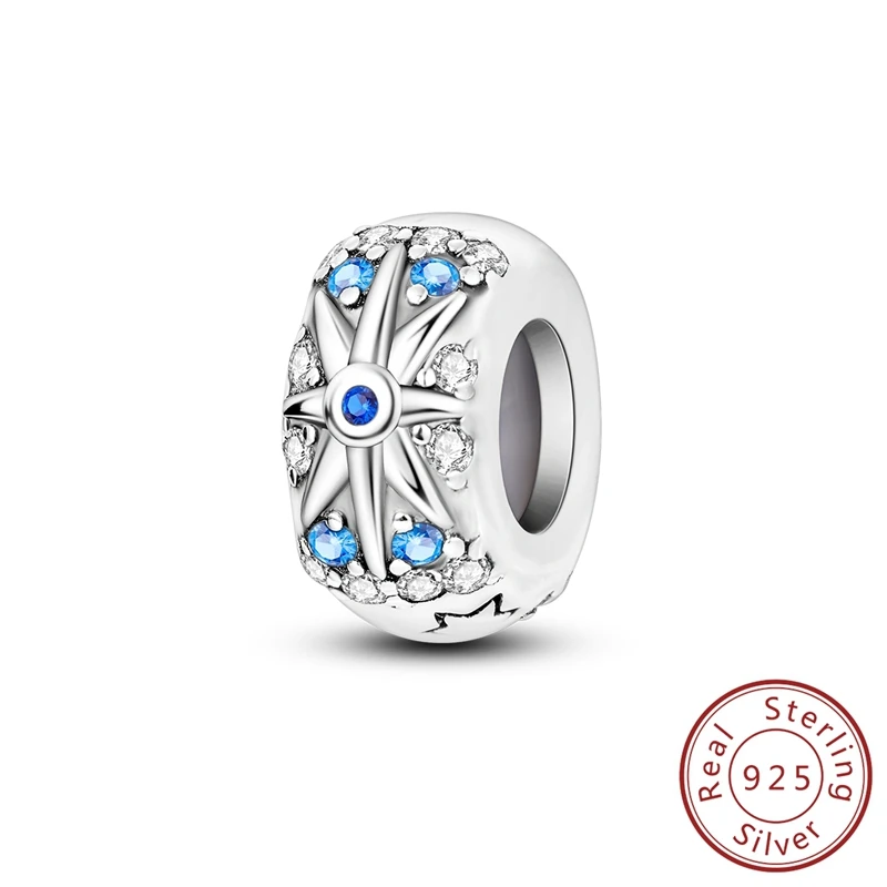 

Подвески из стерлингового серебра 925, синие резиновые пробки со звездным светом, подходят для Plata 925, оригинальные браслеты, женские ювелирные изделия, подарки своими руками