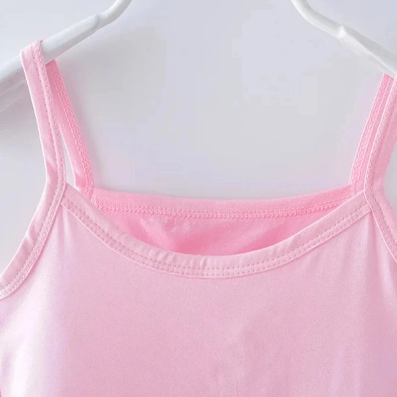 2024 Kids Underwear Model Cotton Girls Tank Tops Candy Colored Girls Vest Children Singlet Tops Undershirt for 2-10 Years Old