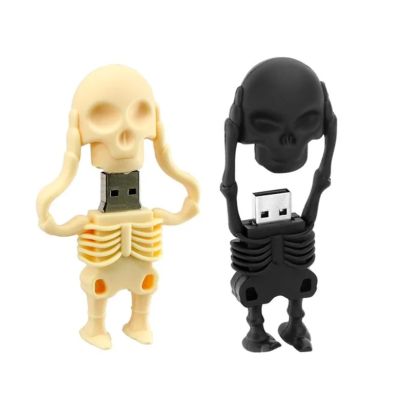 USB 2.0 Flash Drive 32GB 64GB 128GB 256GB Cartoon Skeleton Man Pendrive 16GB 8GB 4GB Memory Stick Flash Disk For Computer